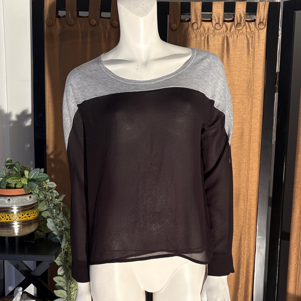 Kardashian Kollection Black and Gray Sheer Top